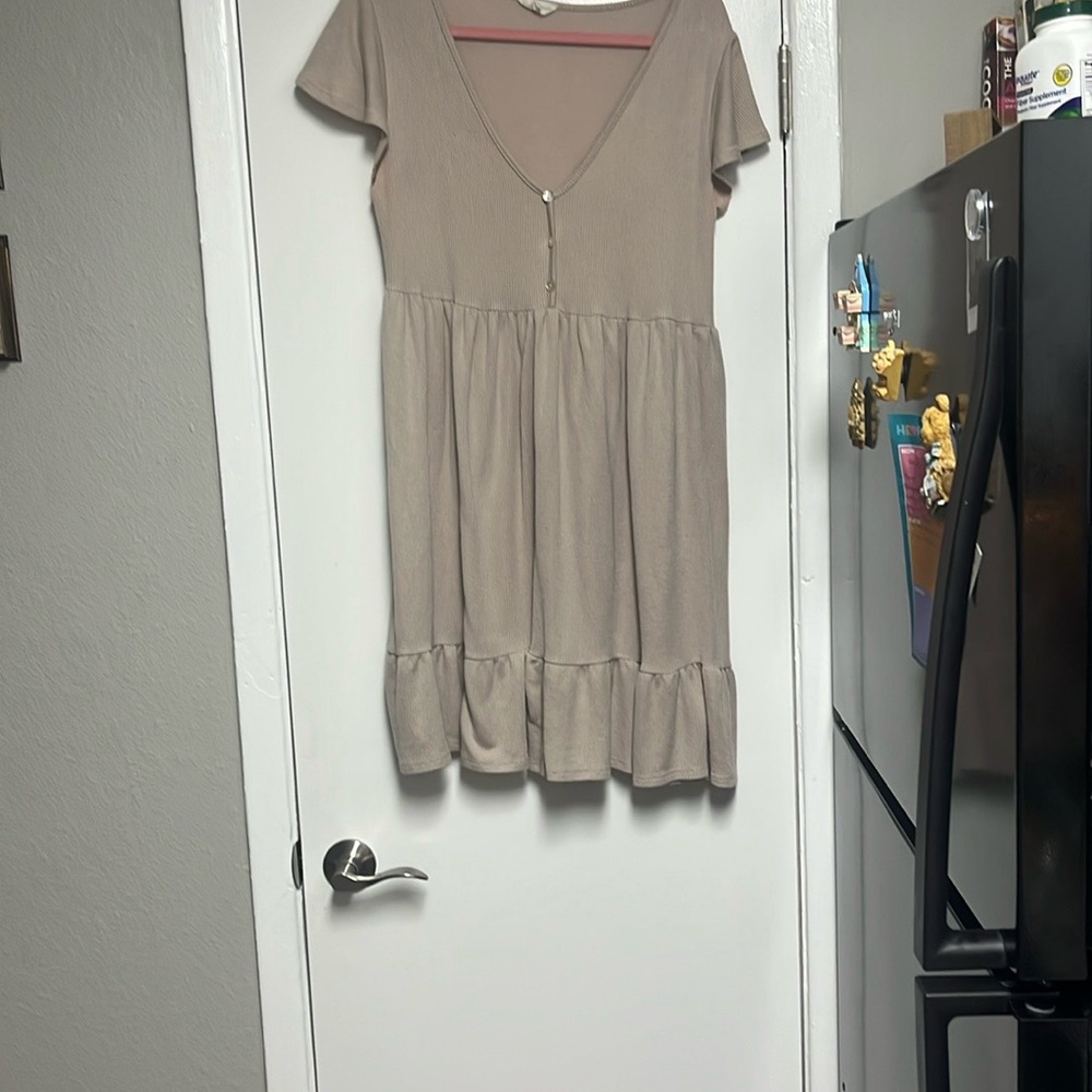 See You Monday Beige Mini Dress